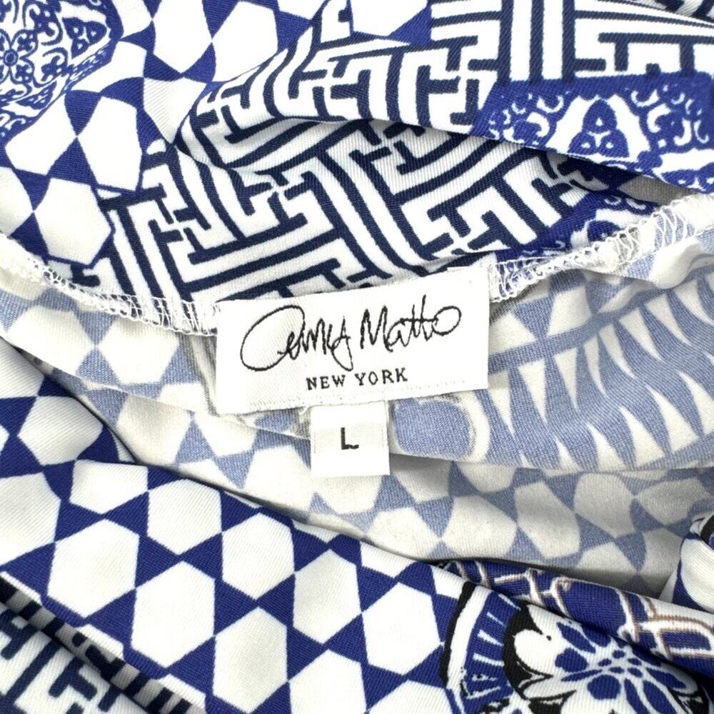 Amy Matto Strapless Midi Dress Blue White Pattern Size Large - Picture 7 of 7